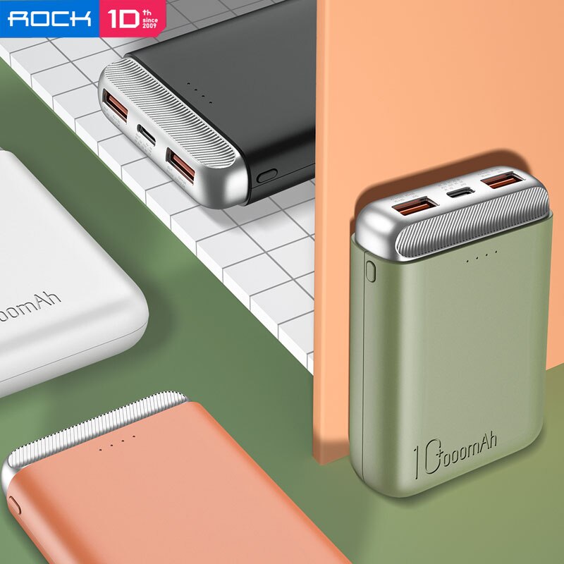 ROCK Portable Mini PD 10000mah Power Bank External Battery USB PD Fast Charging Powerbank For iPhone/Samsung/Xiaomi/Huawei