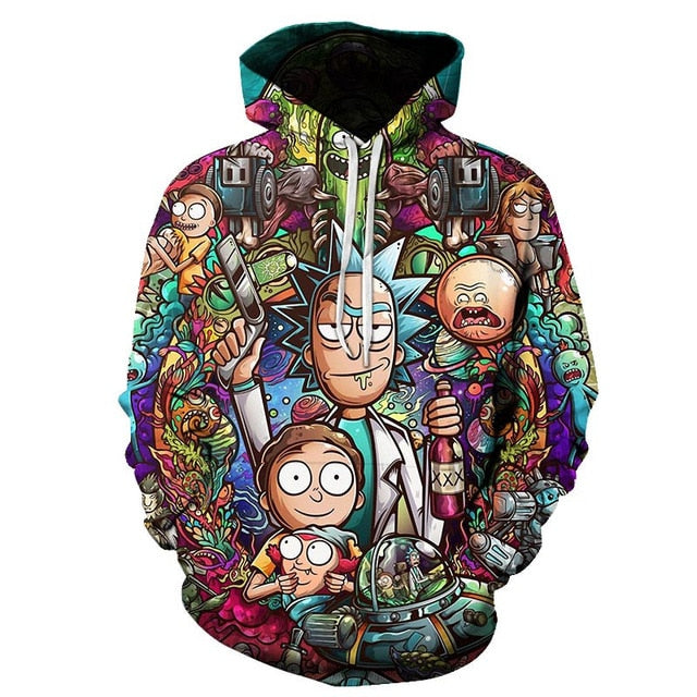 BIAOLUN 2019 Rick and Morty Jumper Fashion 3D Hoodies Creative Harajuku Galaxy Printing Casual Hoody Funny Sweatshirt Size S-6XL