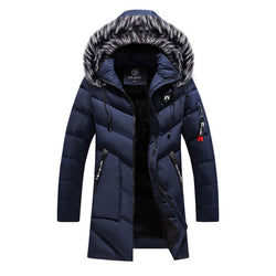 Winter Parka Men's Solid Jacket 2019 New Arrival Thick Warm Coat Long Hooded Jacket Fur Collar Windproof Padded Coat Fashion Men