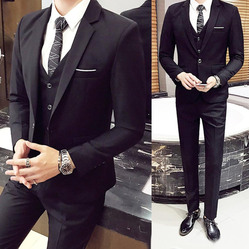 3Pcs/Set Luxury Plus Size Men Suit Set Formal Blazer +Vest +Pants Suits Sets Oversize For Men's Wedding Office Business Suit Set