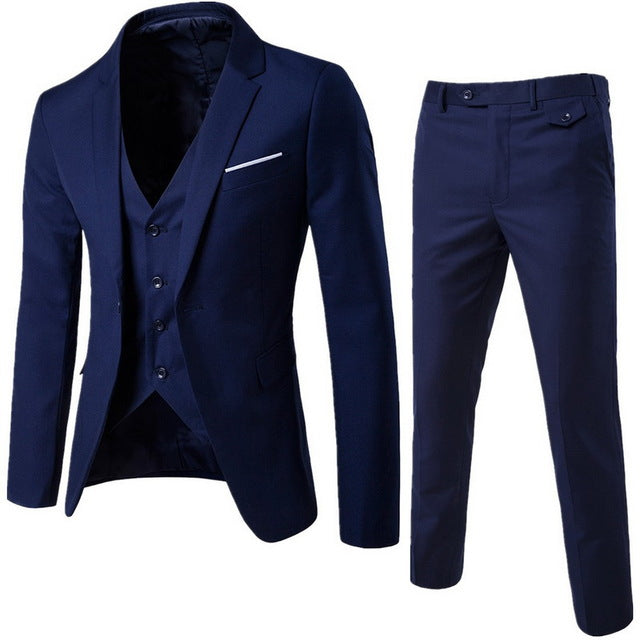 2019 Male Suits Blazer Slim Business Formal Dress Waistcoat Groom Man Suit Exquisite Weeding Office Pants Set Thin Blazer