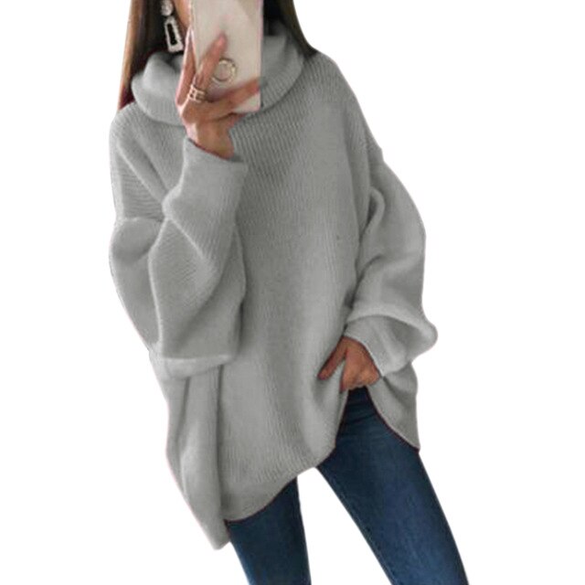 CALOFE 2019 Women Oversized Thicken Basic Knitted Sweater Female Solid Turtleneck Pullovers and Sweaters Autumn Winter Jumpers