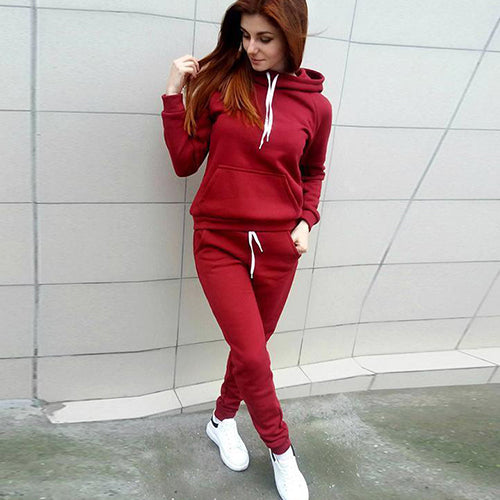 2019 Autumn Winter 2 Piece Set Women Hoodie Pants Printed Tracksuit Pullover Sweatshirt Trousers With Pockets Tracksuit Suits