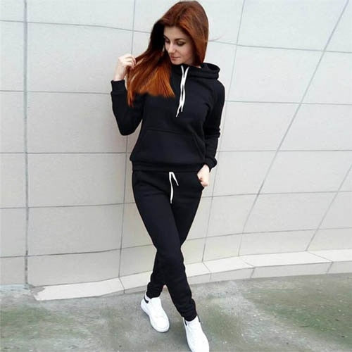 2019 Autumn Winter 2 Piece Set Women Hoodie Pants Printed Tracksuit Pullover Sweatshirt Trousers With Pockets Tracksuit Suits