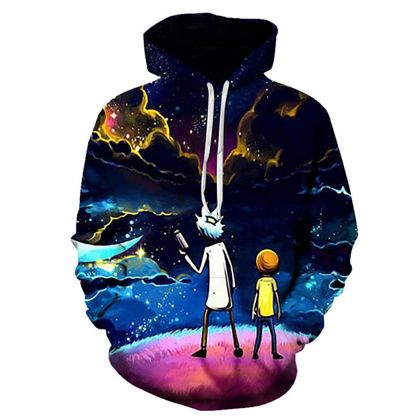 BIAOLUN 2019 Rick and Morty Jumper Fashion 3D Hoodies Creative Harajuku Galaxy Printing Casual Hoody Funny Sweatshirt Size S-6XL