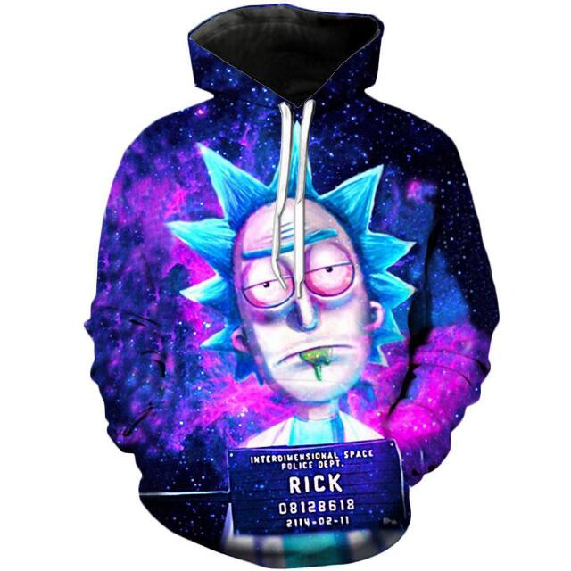 BIAOLUN 2019 Rick and Morty Jumper Fashion 3D Hoodies Creative Harajuku Galaxy Printing Casual Hoody Funny Sweatshirt Size S-6XL