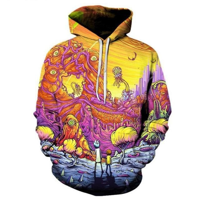 BIAOLUN 2019 Rick and Morty Jumper Fashion 3D Hoodies Creative Harajuku Galaxy Printing Casual Hoody Funny Sweatshirt Size S-6XL