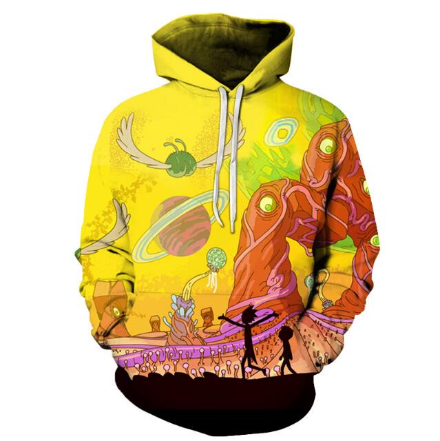 BIAOLUN 2019 Rick and Morty Jumper Fashion 3D Hoodies Creative Harajuku Galaxy Printing Casual Hoody Funny Sweatshirt Size S-6XL