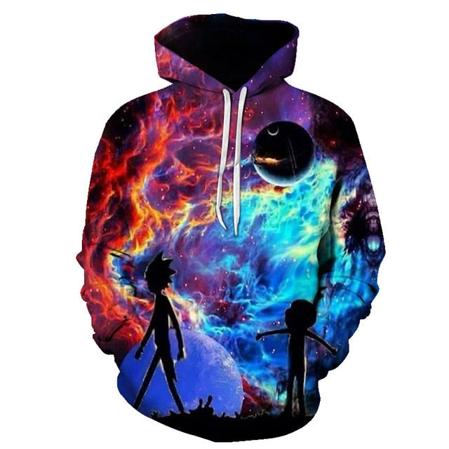 BIAOLUN 2019 Rick and Morty Jumper Fashion 3D Hoodies Creative Harajuku Galaxy Printing Casual Hoody Funny Sweatshirt Size S-6XL