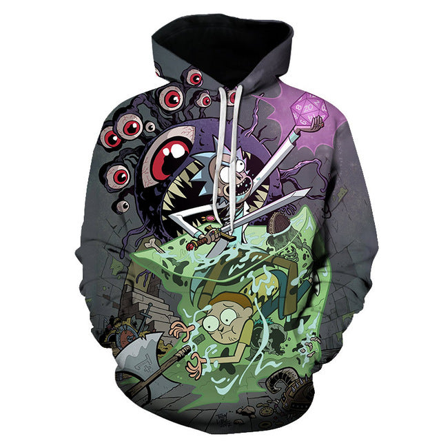 BIAOLUN 2019 Rick and Morty Jumper Fashion 3D Hoodies Creative Harajuku Galaxy Printing Casual Hoody Funny Sweatshirt Size S-6XL